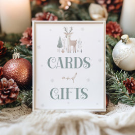 Winter Wonderland Card och presenterar Bord-tecken Poster