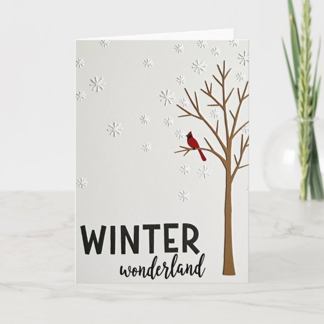 Winter Wonderland Cardinal Card Kort (Framsida)
