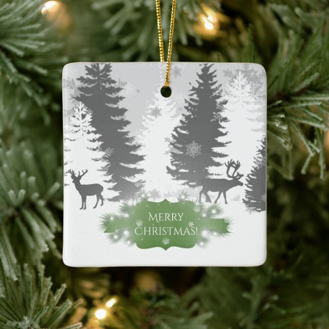 Winter Wonderland Ceramic Ornament - Grönt (Träd)
