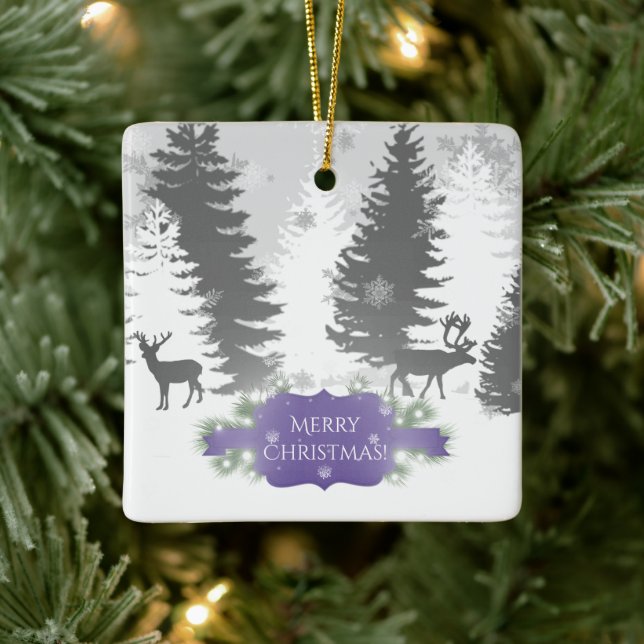 Winter Wonderland Ceramic Ornament - Lila (Träd)