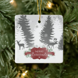 Winter Wonderland Ceramic Ornament - Red