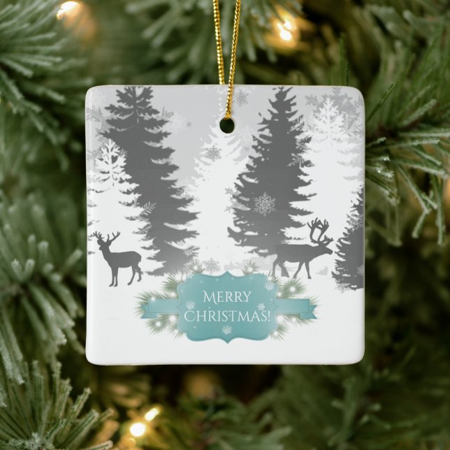 Winter Wonderland Ceramic Ornament - Teal (Träd)