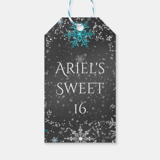 Winter Wonderland Chalk Teal & Lila Anpassningsbar Presentetikett (Framsidan)