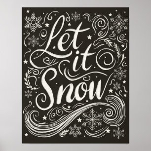 Winter Wonderland Chalkboard Låt det snöa Poster
