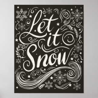 Winter Wonderland Chalkboard Låt det snöa Poster