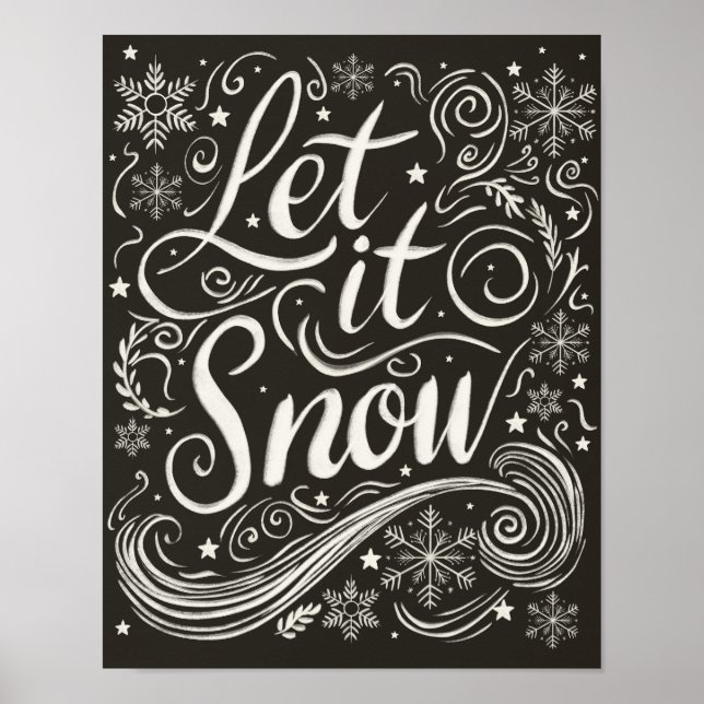 Winter Wonderland Chalkboard Låt det snöa Poster (Framsidan)