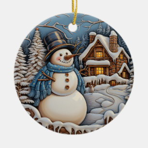 Winter Wonderland Charm: Retro-jul Julgransprydnad Keramik