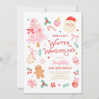 Winter Wonderland Christmas Birthday Party Inbjudningar