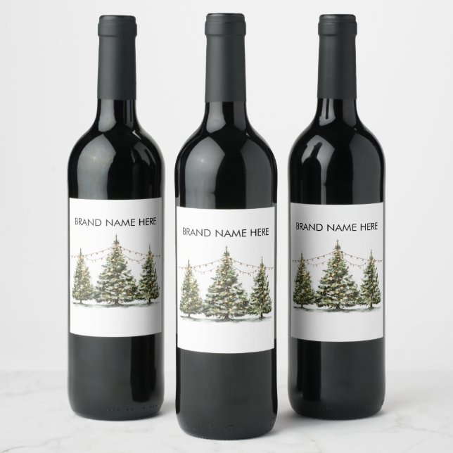 Winter Wonderland Christmas Tree Wine Label Vinflaska Etikett (Flaskor)