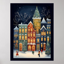 Winter Wonderland Cityscape Cute Jul Poster