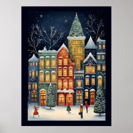 Winter Wonderland Cityscape Cute Jul Poster