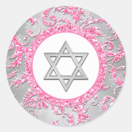 Winter Wonderland Damask Bat mitzvah Sticker 2 Runt Klistermärke