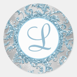 Winter Wonderland Damask Bat mitzvah Sticker 8 Runt Klistermärke