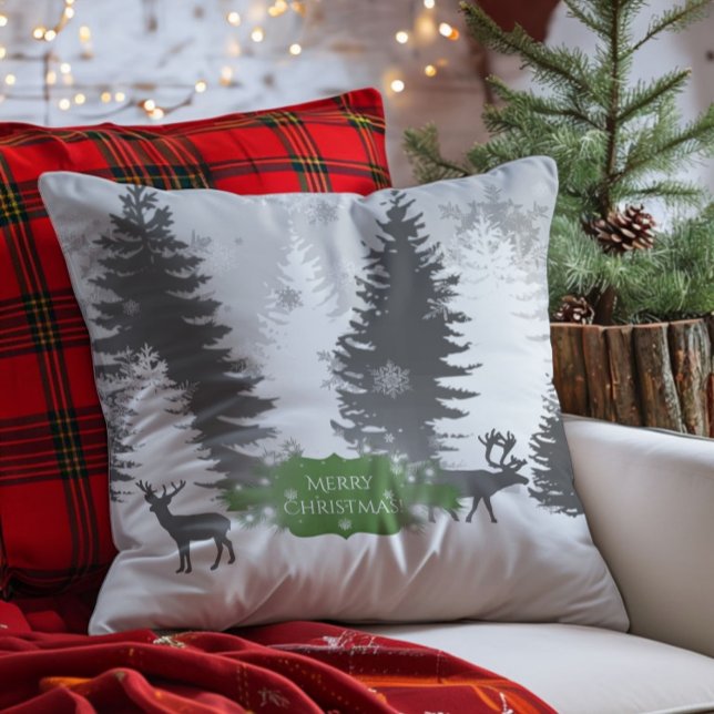 Winter Wonderland Dekorativ kudde - Grönt (Green Winter Wonderland Christmas Throw Pillow)