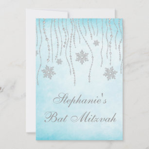 Winter Wonderland Diamond Snöflingor Bat mitzvah Inbjudningar