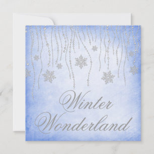 Winter Wonderland Diamond Snöflingor Prom Blue Inbjudningar