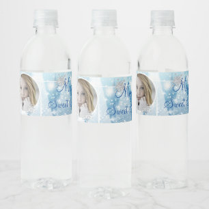 Winter Wonderland Diamond Snöflingor String Ljus Vattenflaskor Etikett