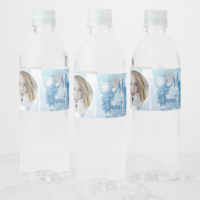 Winter Wonderland Diamond Snöflingor String Ljus Vattenflaskor Etikett (Flaskor)