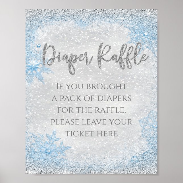 Winter Wonderland Diaper Raffle Bord Sign Poster (Framsidan)