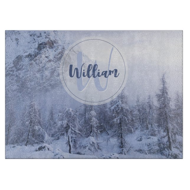 Winter wonderland dimspruce forest snö monogram (Framsidan)