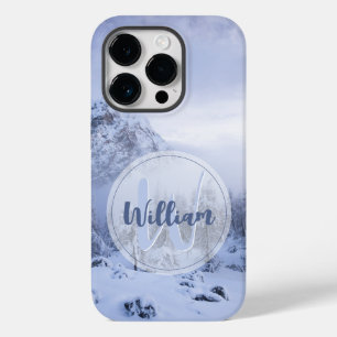 Winter wonderland dimspruce forest snö monogram