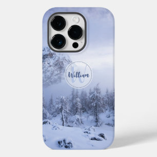 Winter wonderland dimspruce forest snö monogram