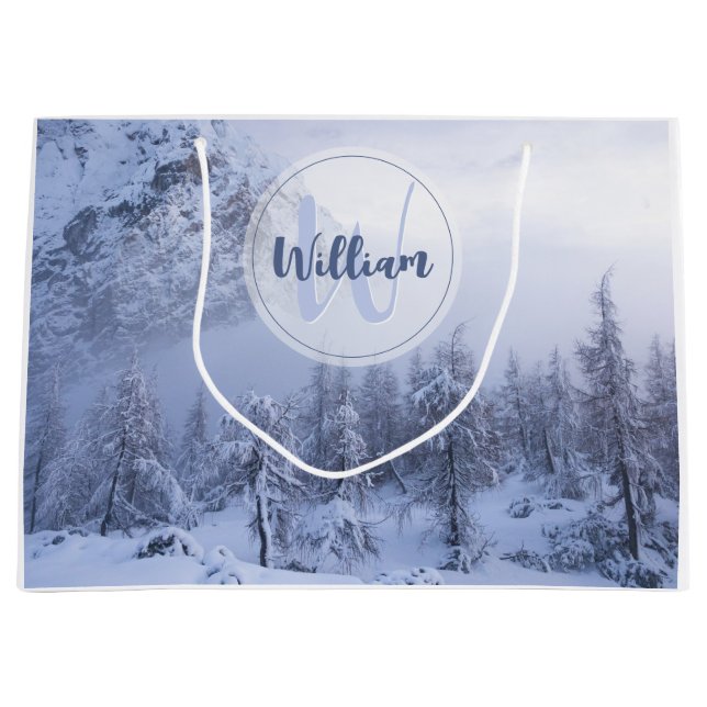 Winter wonderland dimspruce forest snö monogram (Framsidan)