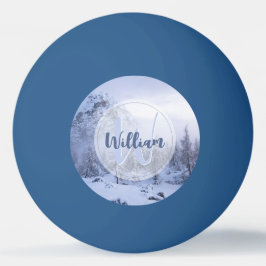 Winter wonderland dimspruce forest snö monogram pingisboll