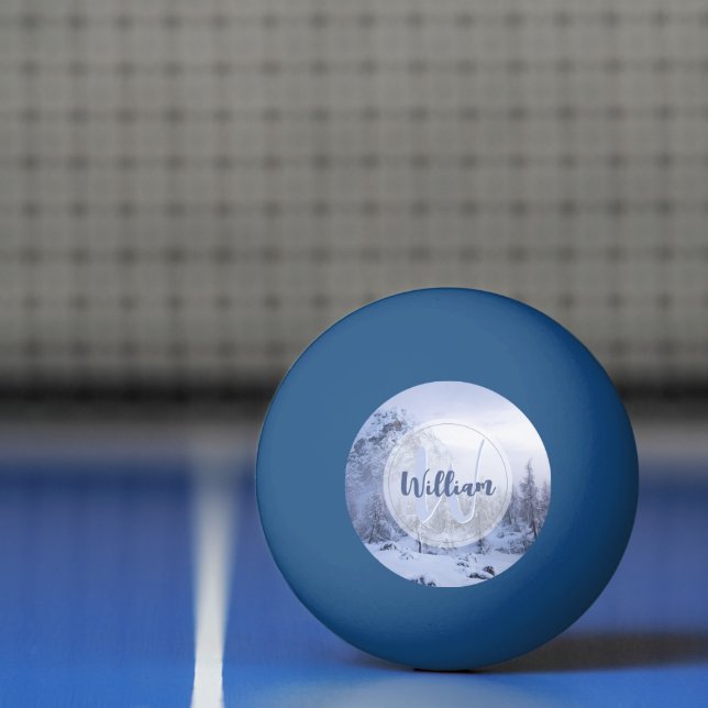 Winter wonderland dimspruce forest snö monogram pingisboll (Netto)