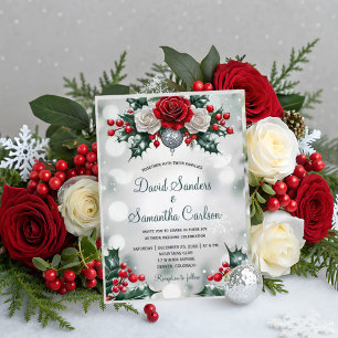 Winter Wonderland Elegant Forest Ljus Bröllop Inbjudningar