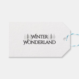 Winter Wonderland – Elegant Text and Pine Trees Presentetikett