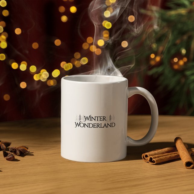 Winter Wonderland - Elegant Text och Gräs Träd Kaffemugg (Skapare uppladdad)