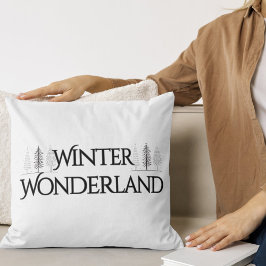 Winter Wonderland - Elegant Text och Gräs Träd Kudde