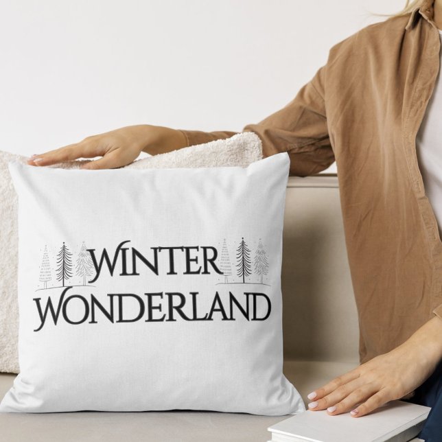 Winter Wonderland - Elegant Text och Gräs Träd Kudde (Skapare uppladdad)