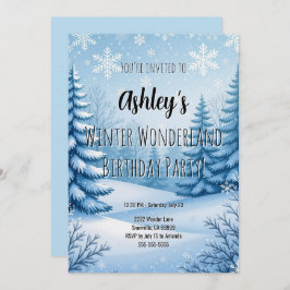 Winter Wonderland Födelsedagsfest Inbjudningar