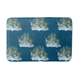 Winter Wonderland Forest Antlers Gräs Träd Badrumsmatta