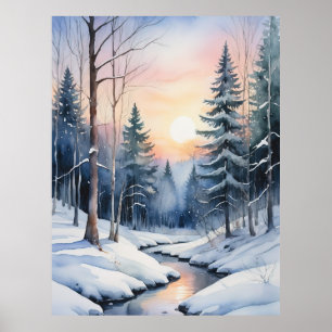 Winter Wonderland Forest Landcape Poster