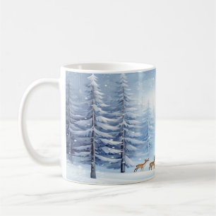 Winter Wonderland Forest Mugg med Snö och Hjort