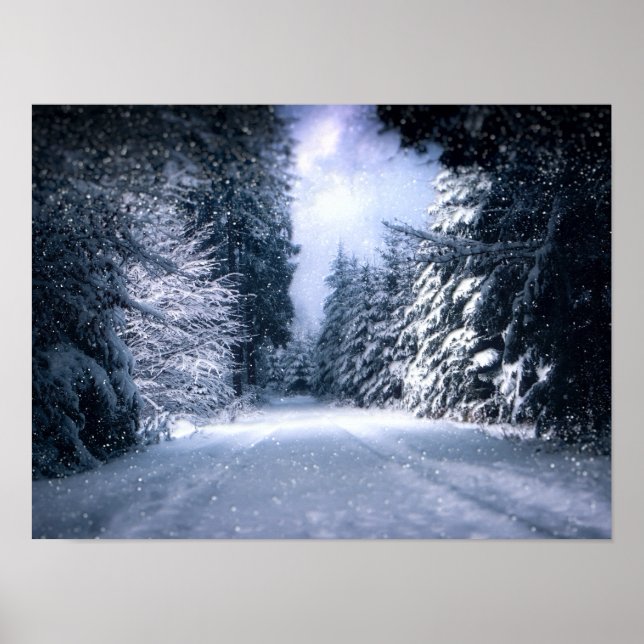 Winter Wonderland Forest Snowfall Poster (Framsidan)