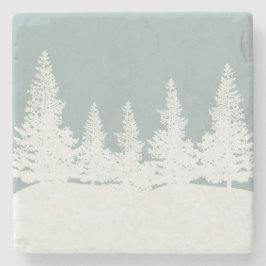 Winter Wonderland Forest Träd Stenunderlägg