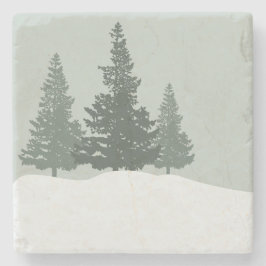 Winter Wonderland Forest Träd Stenunderlägg