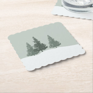 Winter Wonderland Forest Träd Underlägg Papper