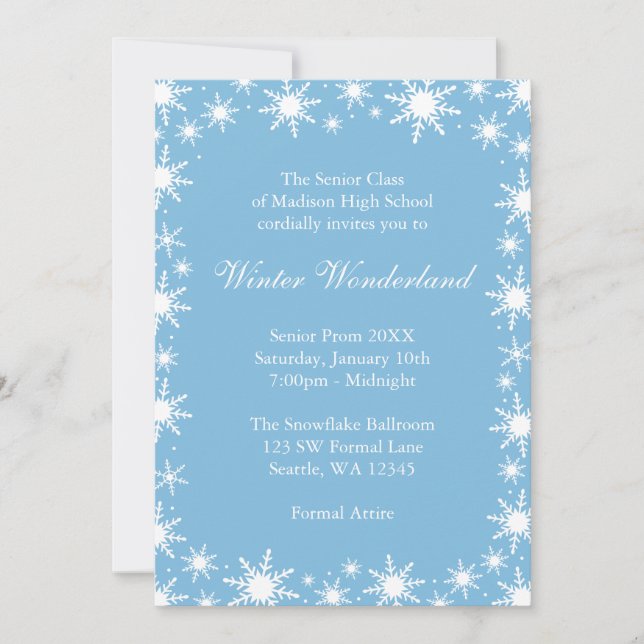 Winter Wonderland Formal Prom Dance Boll Inbjudningar (Framsida)