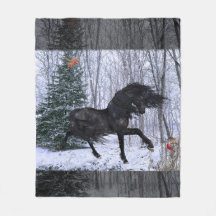 Winter Wonderland Friesian Horse 2 Blanket