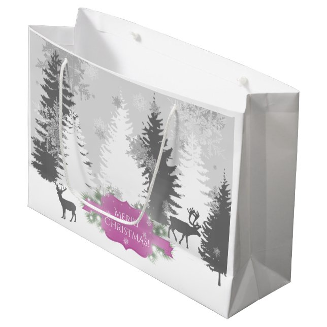 Winter Wonderland Gift Bag - Magenta (Framsidan Vinklad)