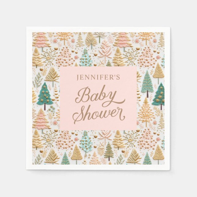 Winter Wonderland Girl Baby Shower Pappersservett (Framsidan)