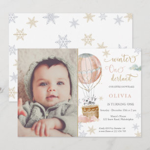 Winter Wonderland Girl First Birthday Photo Inbjudningar