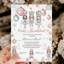 Winter Wonderland Girl Rosa Baby Shower Inbjudningar
