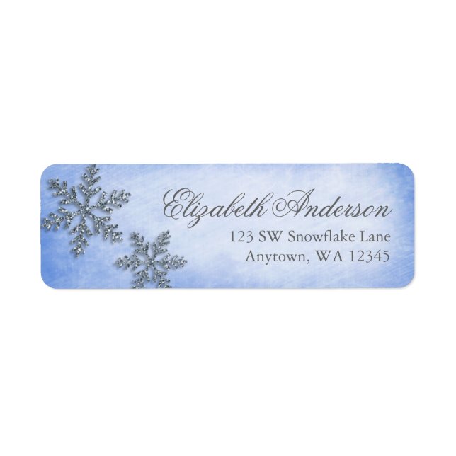 Winter Wonderland Gnistra Snowflake Adressetikette Returadress Etikett (Framsidan)