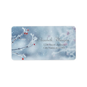 Winter Wonderland Grenar Blue Adressetikett